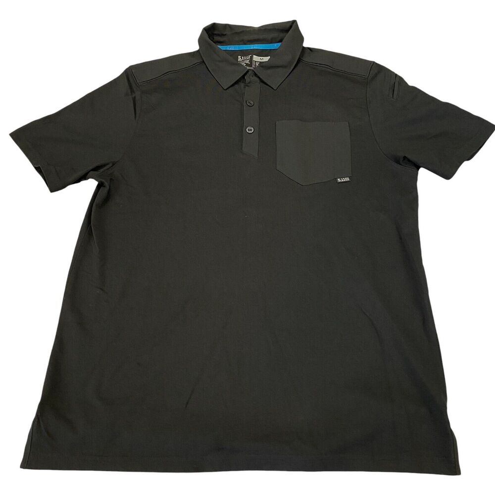 5.11 Tactical‎ Axis Polo Shirt Mens M Black Poly Cotton Short Sleeve Performance